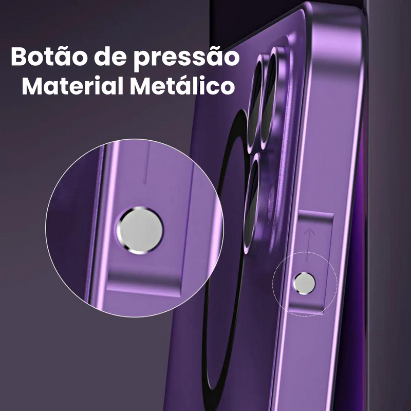 Capa fosca  metálico de alumínio e carregamento magnético para iPhone + Carregador Portátil de brinde