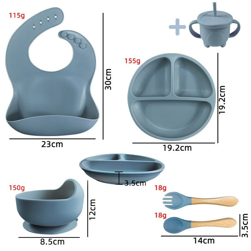 Kit 8 Peças de Talheres de Silicone para Bebês e Crianças