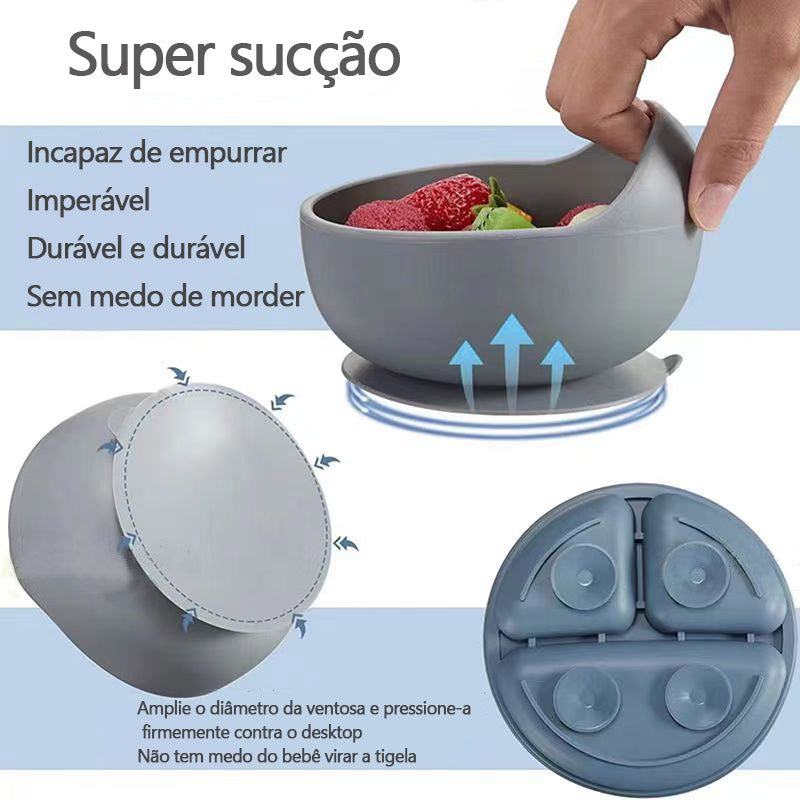 Kit 8 Peças de Talheres de Silicone para Bebês e Crianças