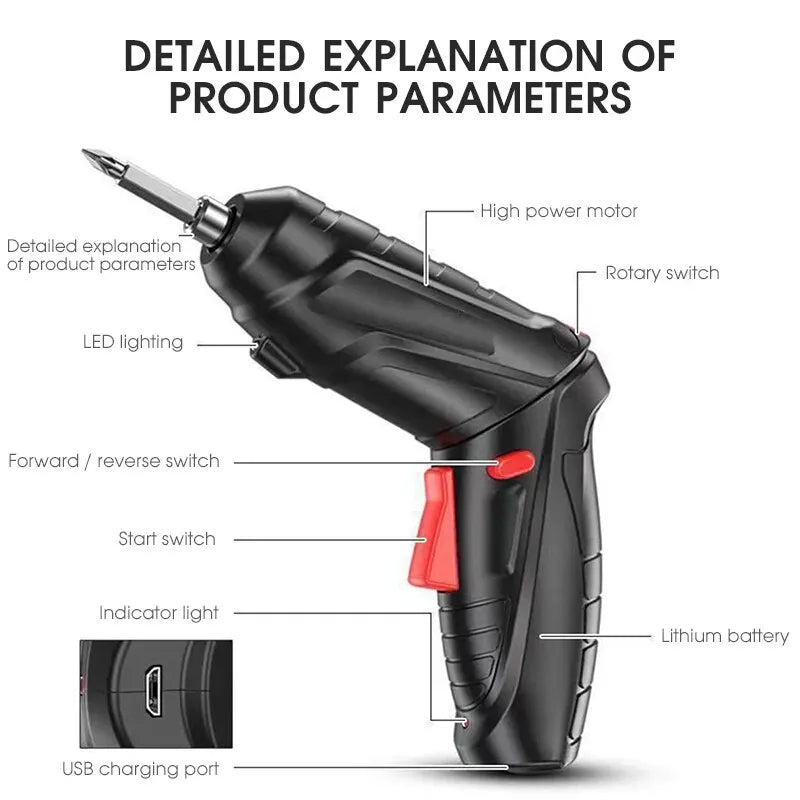 kit Parafusadeira/furadeira 48 Pçs À Bateria Carregador Usb Oferta especial